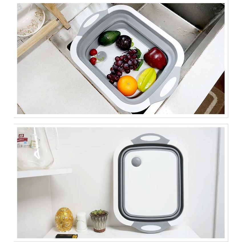 多功能折疊砧板 三合一瀝水盆 瀝水籃 露營瀝水藍 多功能折疊瀝水藍 旅行戶外露營用 洗菜籃 菜板 洗菜籃 摺疊切菜板-細節圖8