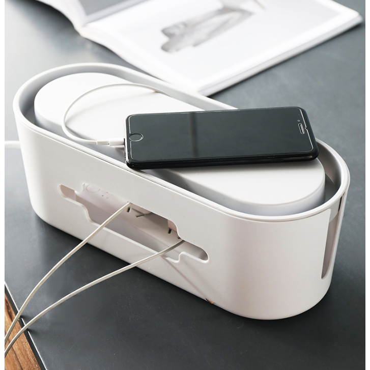 延長線收納盒 電線收納盒 防止誤觸 電線整理盒 理線盒 排插集線置物盒 插座 桌面集線盒 電線隱藏盒 手機架 線材收納盒-細節圖8