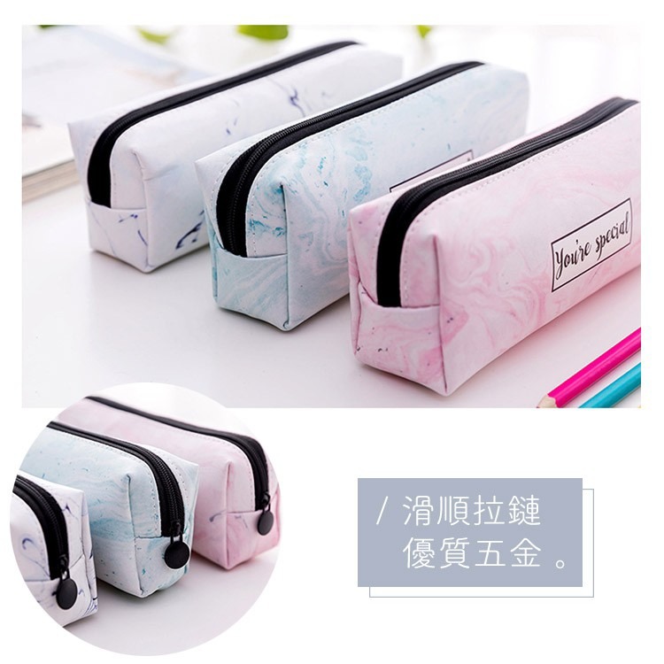 質感大理石紋鉛筆盒 筆袋 新款韓版創意學生文具 PU皮質八角四方梯形簡約大容量鉛筆盒 大理石八角筆袋 簡約多功能文具盒-細節圖4