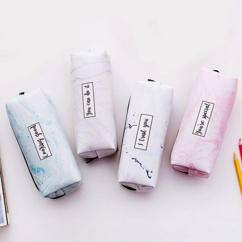 質感大理石紋鉛筆盒 筆袋 新款韓版創意學生文具 PU皮質八角四方梯形簡約大容量鉛筆盒 大理石八角筆袋 簡約多功能文具盒-細節圖7