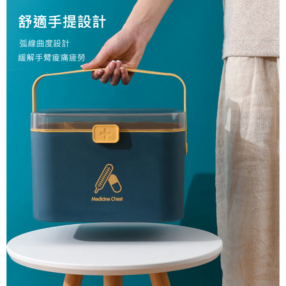 北歐風雙層醫藥箱 雙層藥箱 保健盒 護理箱 化妝盒 收納籃 手提急救箱 醫藥箱 醫藥包 收納箱 藥盒 藥品箱 急救保健箱-細節圖4