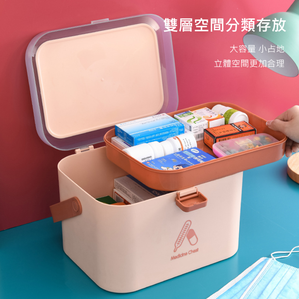 北歐風雙層醫藥箱 雙層藥箱 保健盒 護理箱 化妝盒 收納籃 手提急救箱 醫藥箱 醫藥包 收納箱 藥盒 藥品箱 急救保健箱-細節圖5