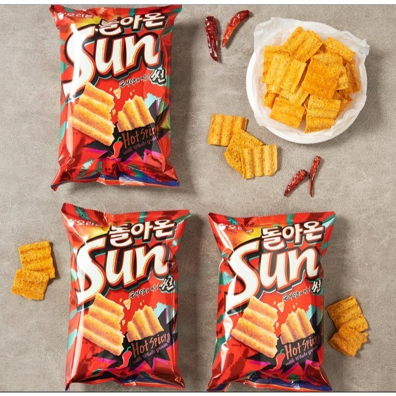【台灣現貨+預購】肥章魚㊣正韓代購★韓國 ORION 好麗友 SUN 波浪 大蒜奶油 辣味 64g-細節圖2