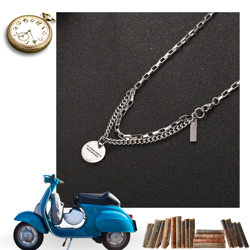 雙層圓牌項鍊 鈦鋼項鍊 男生項鍊-細節圖7