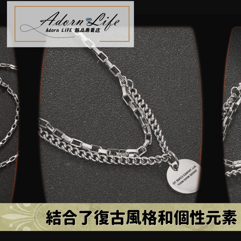 雙層圓牌項鍊 鈦鋼項鍊 男生項鍊-細節圖8