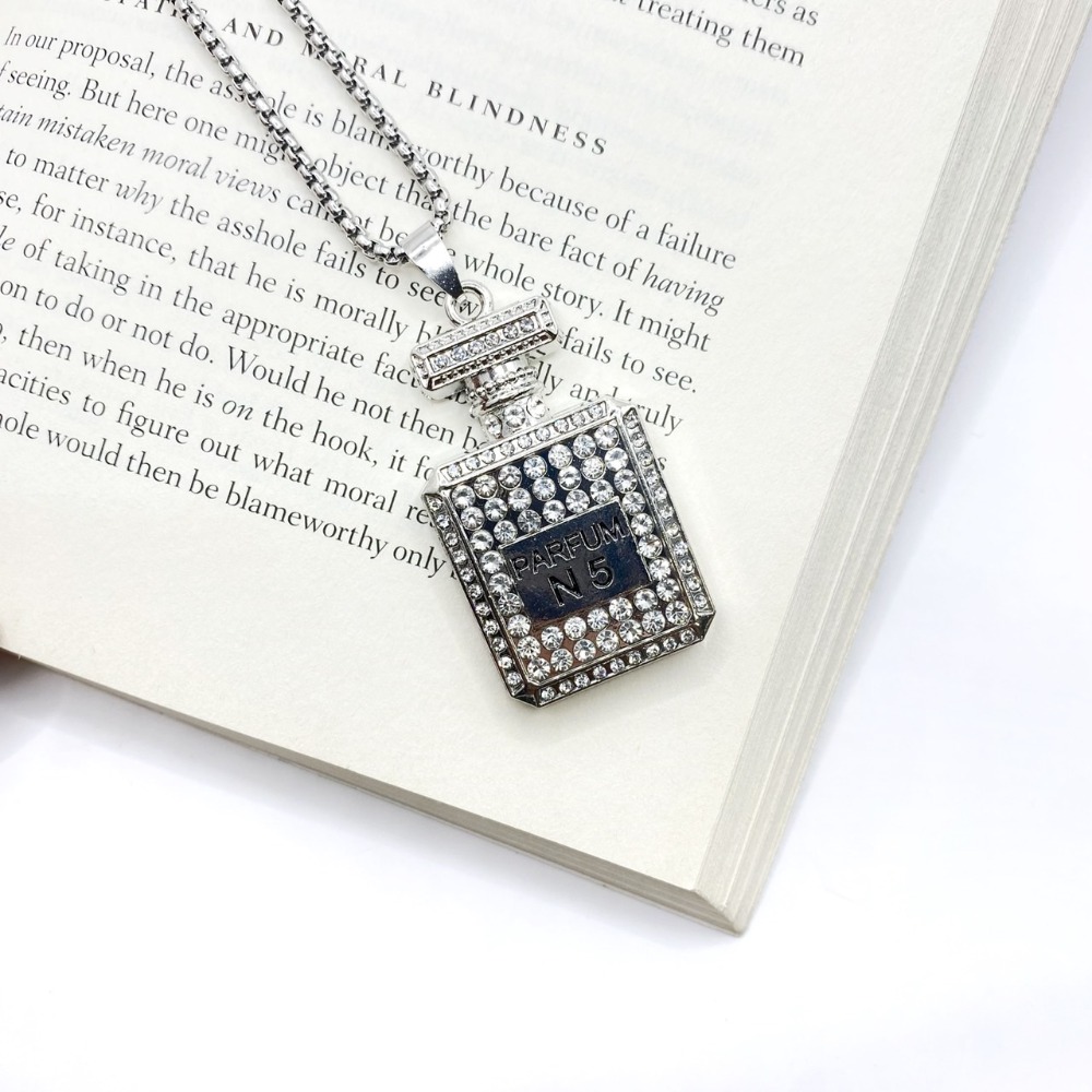 香水瓶項鍊 鈦鋼項鍊-細節圖2