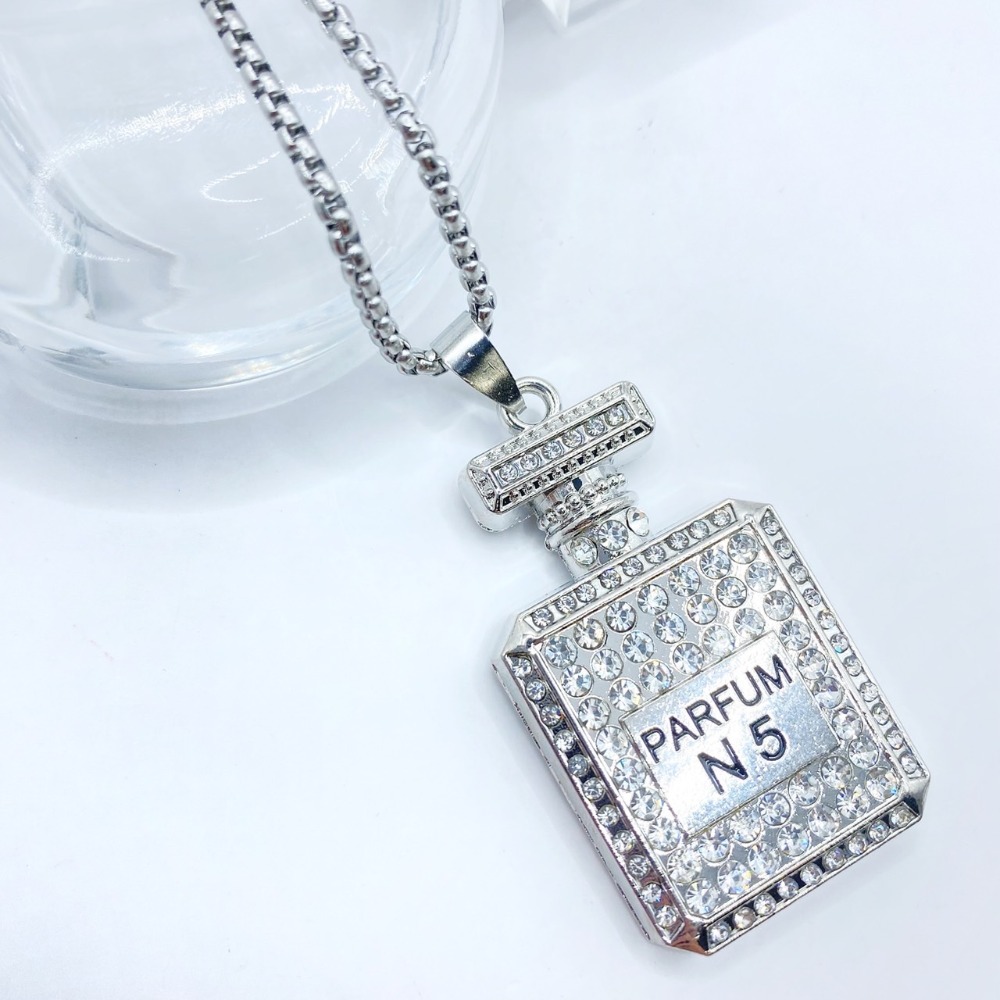 香水瓶項鍊 鈦鋼項鍊-細節圖3