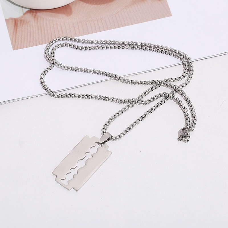 李榮浩同款刀片項鍊 鈦鋼項鍊-細節圖2