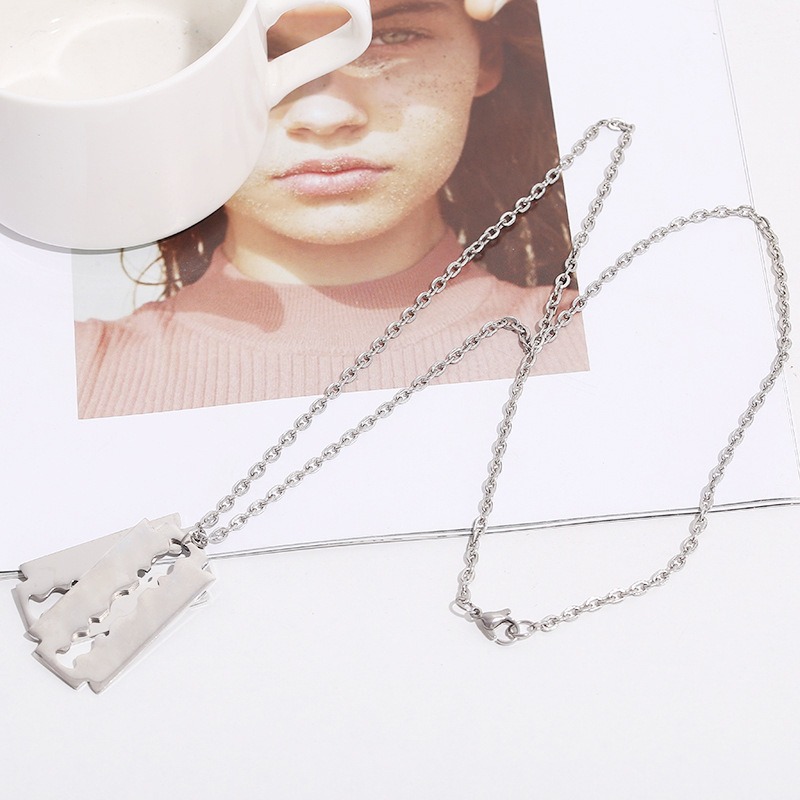 李榮浩同款刀片項鍊 鈦鋼項鍊-細節圖3