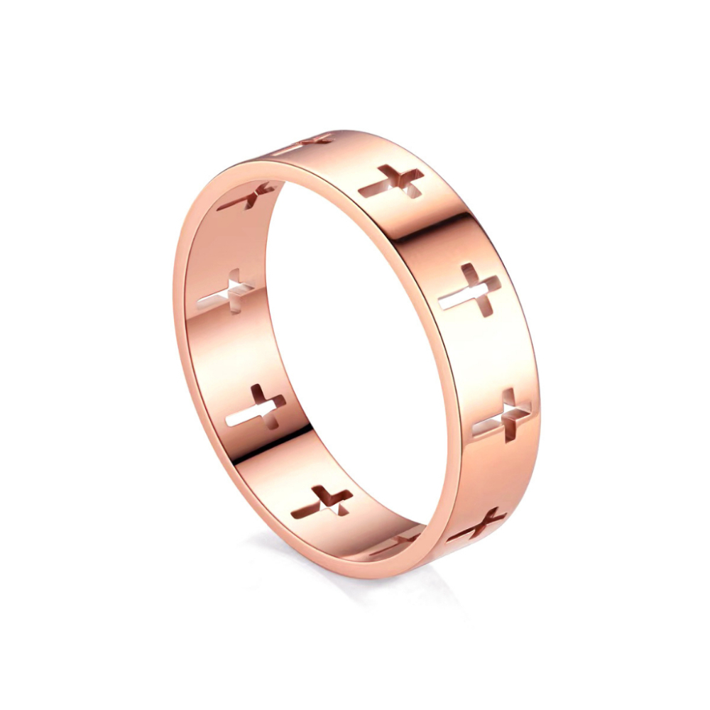 鏤空十字架鈦鋼戒指 潮流戒指 流行項鍊 十字架戒指-細節圖3