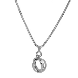 歐美雙環戒指吊墜項鍊 字母戒指項鍊 流行項鍊 潮流項鍊 古巴項鍊 鈦鋼項鍊-細節圖3