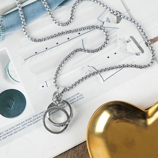 歐美雙環戒指吊墜項鍊 字母戒指項鍊 流行項鍊 潮流項鍊 古巴項鍊 鈦鋼項鍊-細節圖6