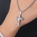 雙層十字架鑲鋯石吊墜項鍊-規格圖9