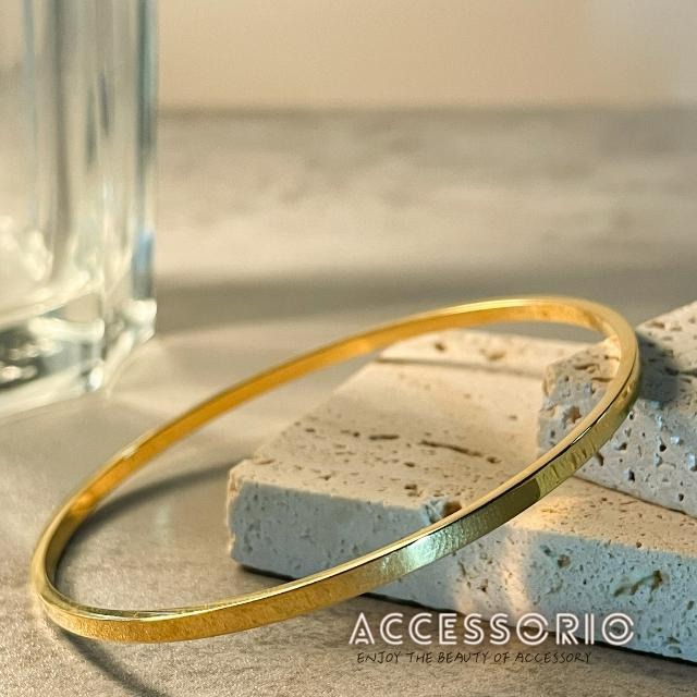 ╶◇╴拾飾 Accessorio 現貨  簡約線條 鈦鋼電鍍18K金手環 高質感 高保色 百搭網紅款 休閒正式 爆款-細節圖4