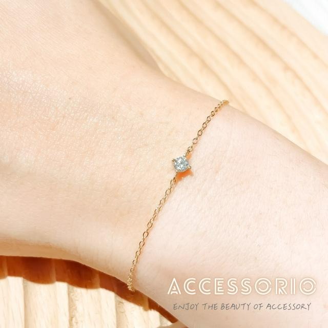 ╶◇╴拾飾 Accessorio 現貨  輕奢簡約單鑽 S925純銀度14K金手鍊-細節圖2