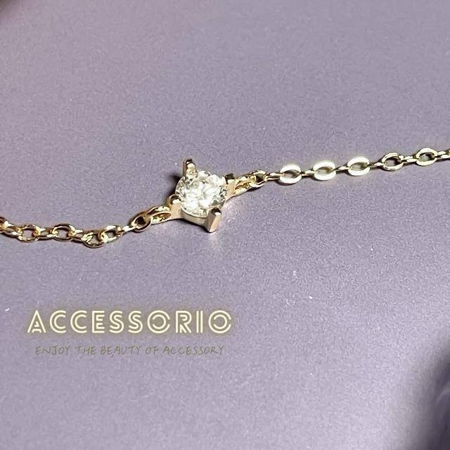 ╶◇╴拾飾 Accessorio 現貨  輕奢簡約單鑽 S925純銀度14K金手鍊-細節圖4