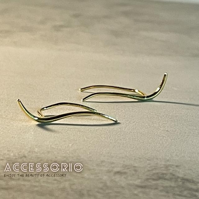 ╶◇╴拾飾 Accessorio 現貨  簡約線條 S925銀鍍14K金耳釘-細節圖4