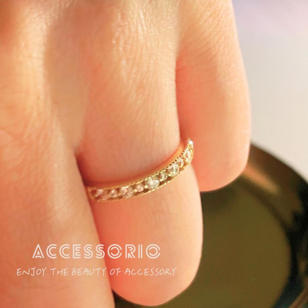 ╶◇╴拾飾 Accessorio 現貨 鍍14K金 日系古典輕奢簍空鑲嵌鋯石 戒指-細節圖2