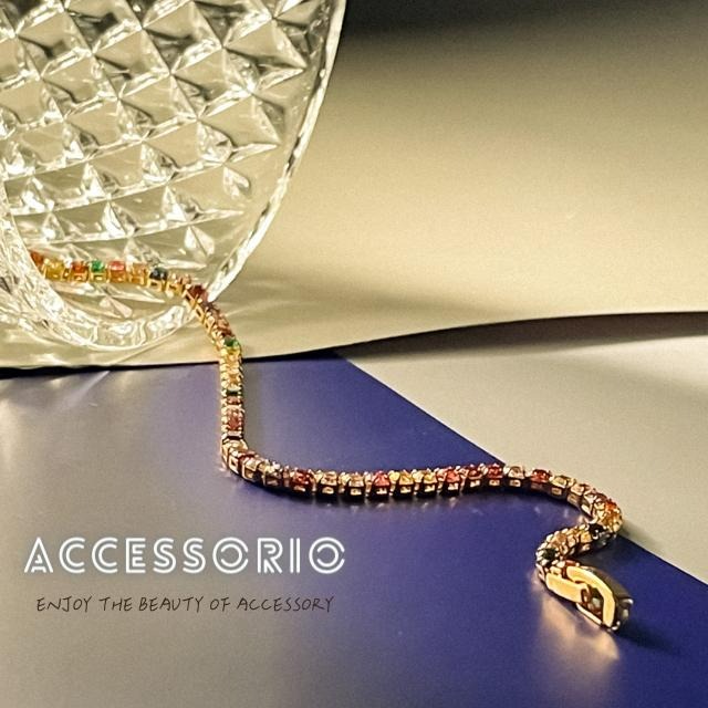 ╶◇╴拾飾 Accessorio 現貨  歐美INS風 彩色鋯石手鍊-細節圖2