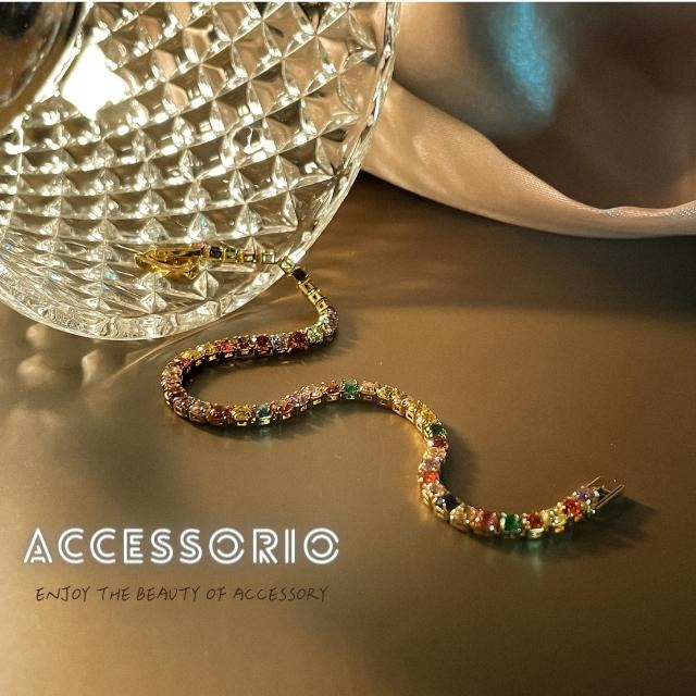 ╶◇╴拾飾 Accessorio 現貨  歐美INS風 彩色鋯石手鍊-細節圖4
