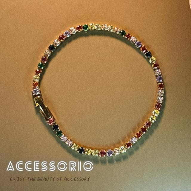 ╶◇╴拾飾 Accessorio 現貨  歐美INS風 彩色鋯石手鍊-細節圖5