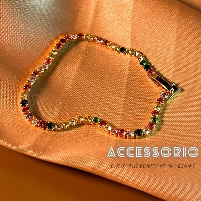 ╶◇╴拾飾 Accessorio 現貨  歐美INS風 彩色鋯石手鍊-細節圖6