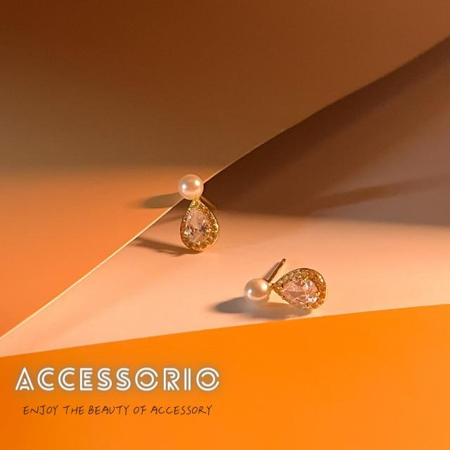 ╶◇╴拾飾 Accessorio 現貨  珍珠 S925純銀 8心8箭鋯石耳環-細節圖2