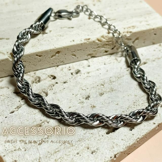 ╶◇╴拾飾 Accessorio 現貨  歐美風 5MM鈦鋼麻花手鍊-細節圖5