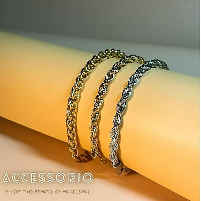 ╶◇╴拾飾 Accessorio 現貨  歐美風 5MM鈦鋼麻花手鍊-細節圖6