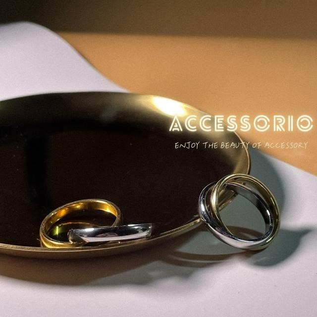 ╶◇╴拾飾 Accessorio 現貨  鈦鋼 高保色真金電鍍 金銀雙色戒指-細節圖2
