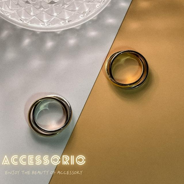 ╶◇╴拾飾 Accessorio 現貨  鈦鋼 高保色真金電鍍 金銀雙色戒指-細節圖4