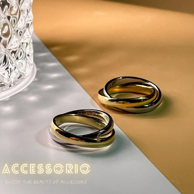 ╶◇╴拾飾 Accessorio 現貨  鈦鋼 高保色真金電鍍 金銀雙色戒指-細節圖5