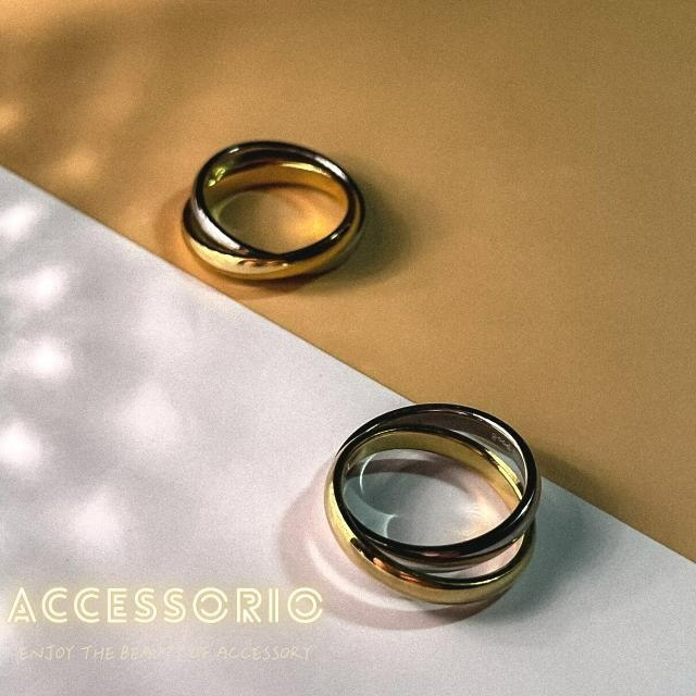 ╶◇╴拾飾 Accessorio 現貨  鈦鋼 高保色真金電鍍 金銀雙色戒指-細節圖8