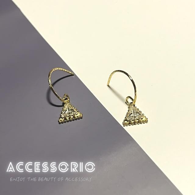 ╶◇╴拾飾 Accessorio 現貨  S925純銀鍍金 三角鋯石耳勾-細節圖5