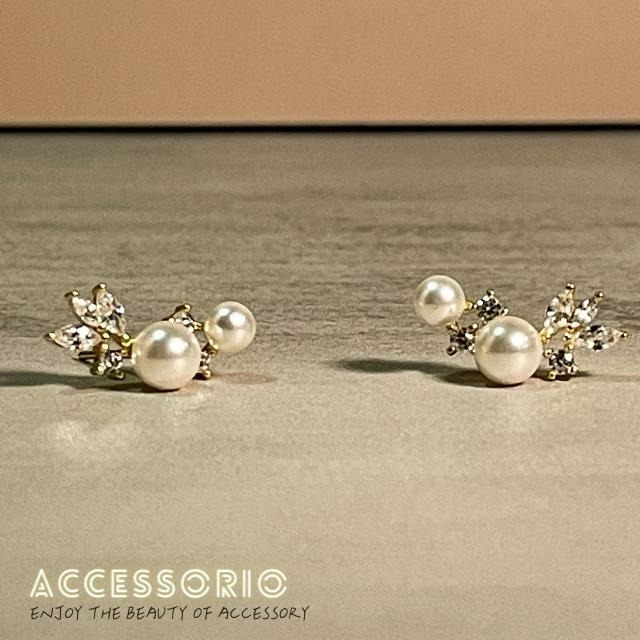 ╶◇╴拾飾 Accessorio 現貨 S925銀鍍14K金 珍珠小鋯石 天使羽毛耳環-細節圖6