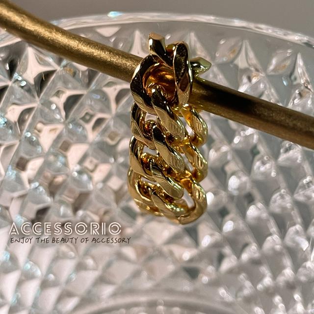 ╶◇╴拾飾 Accessorio 現貨  嘻哈 鍊條 重磅 男女電鍍18K金寬鍊戒-細節圖5