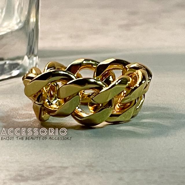 ╶◇╴拾飾 Accessorio 現貨  嘻哈 鍊條 重磅 男女電鍍18K金寬鍊戒-細節圖6