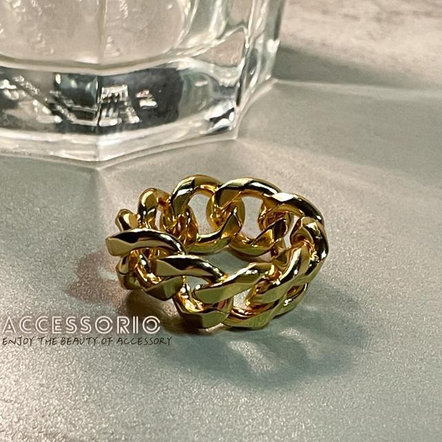 ╶◇╴拾飾 Accessorio 現貨  嘻哈 鍊條 重磅 男女電鍍18K金寬鍊戒-細節圖7