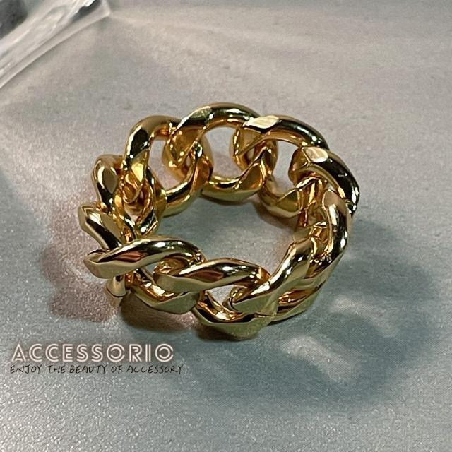 ╶◇╴拾飾 Accessorio 現貨  嘻哈 鍊條 重磅 男女電鍍18K金寬鍊戒-細節圖8