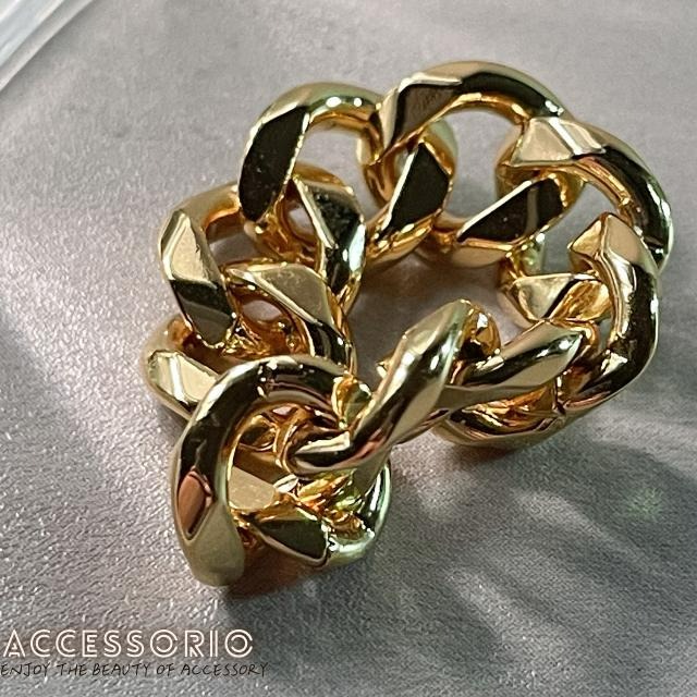 ╶◇╴拾飾 Accessorio 現貨  嘻哈 鍊條 重磅 男女電鍍18K金寬鍊戒-細節圖9