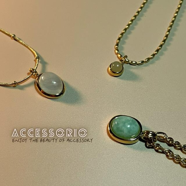 ╶◇╴拾飾 Accessorio 現貨  鈦鋼鍍18k金藍天然玉石 小金豆 米粒 春夏度假感系列項鍊-細節圖5