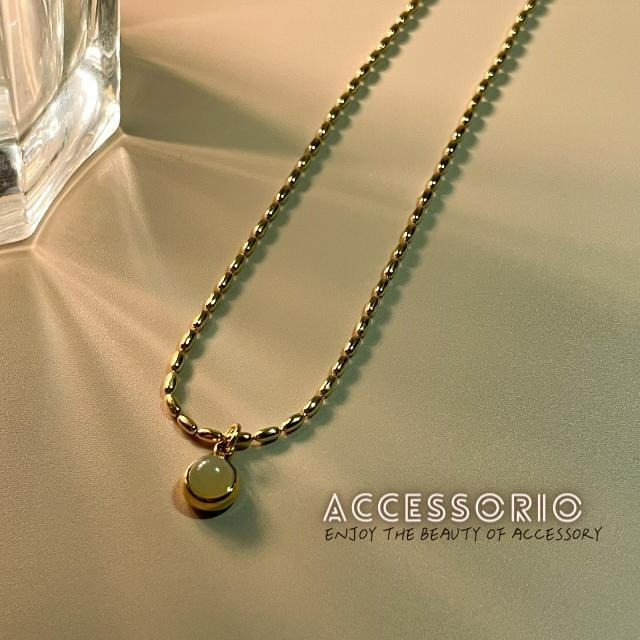 ╶◇╴拾飾 Accessorio 現貨  鈦鋼鍍18k金藍天然玉石 小金豆 米粒 春夏度假感系列項鍊-細節圖7