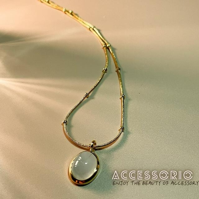 ╶◇╴拾飾 Accessorio 現貨  鈦鋼鍍18k金藍天然玉石 小金豆 米粒 春夏度假感系列項鍊-細節圖8