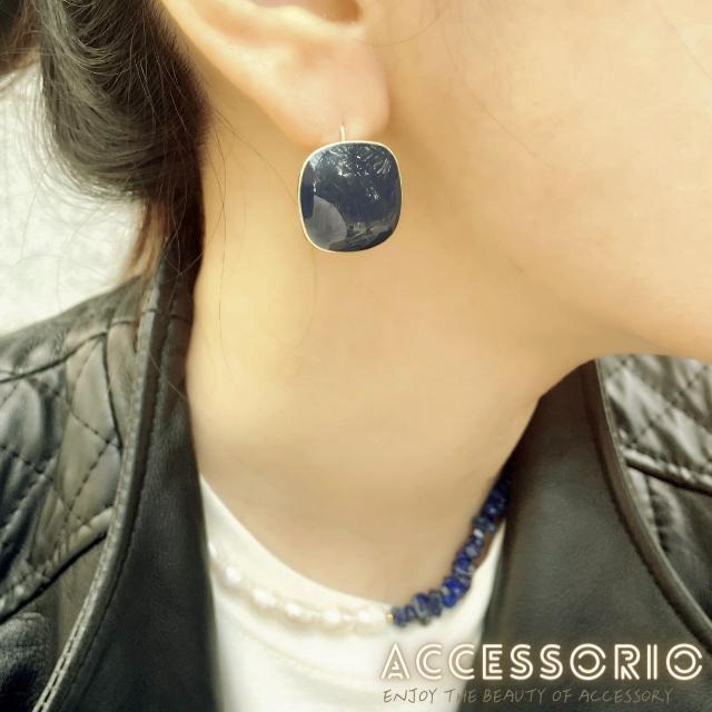 ╶◇╴拾飾 Accessorio 現貨  歐美風 天然珍珠項鍊拼接藍色天然玉石 鈦鋼鍍18K金項鍊-細節圖9