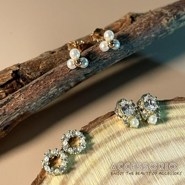 ╶◇╴拾飾 Accessorio 現貨 迷你珍珠 鋯石 法式 古典 S925純銀鍍14K金 耳環-細節圖10