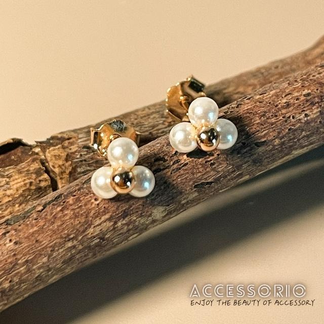 ╶◇╴拾飾 Accessorio 現貨 迷你珍珠 鋯石 法式 古典 S925純銀鍍14K金 耳環-細節圖11