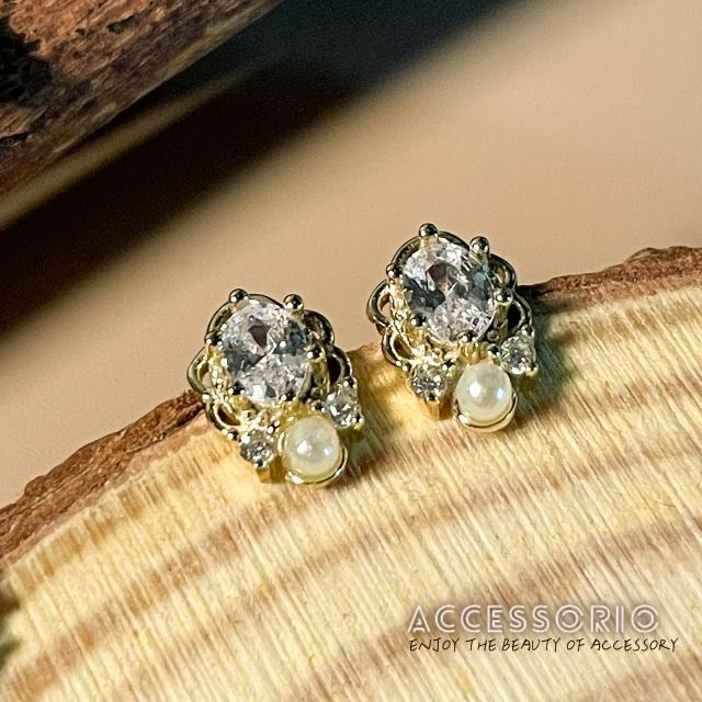 ╶◇╴拾飾 Accessorio 現貨 迷你珍珠 鋯石 法式 古典 S925純銀鍍14K金 耳環-細節圖14