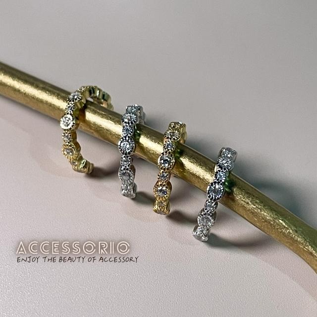 ╶◇╴拾飾 Accessorio 現貨 S925鍍14K金 白金 法式簡約 無耳洞 鋯石耳骨夾-細節圖2