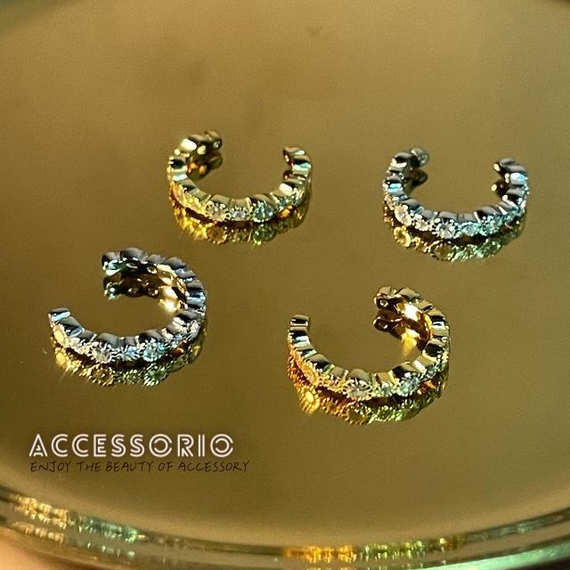╶◇╴拾飾 Accessorio 現貨 S925鍍14K金 白金 法式簡約 無耳洞 鋯石耳骨夾-細節圖3