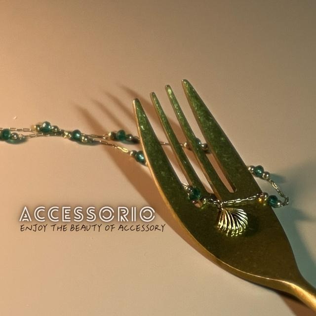 ╶◇╴拾飾 Accessorio 現貨  綠珠手工細項鍊 百搭 鈦鋼鍍18K金 小貝殼項鍊-細節圖5